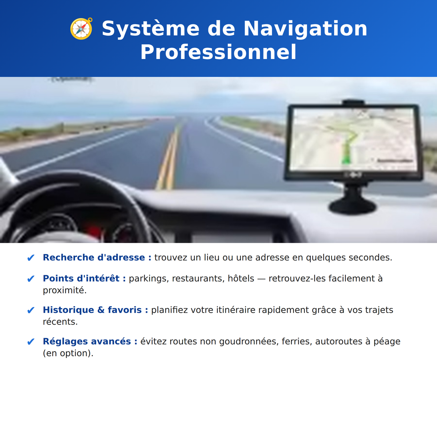 GPS Portable Camping-Car 5" - Compact & Navigation Europe 2026